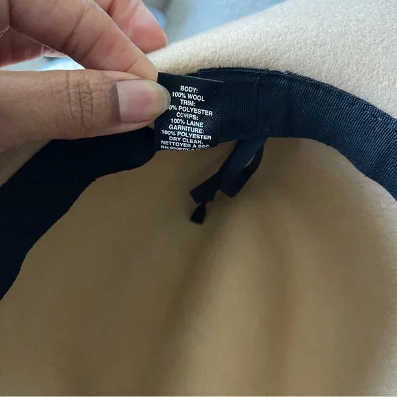 Saks Fifth Avenue Camel Wool Wide Brim Fedora Hat Black Band One Size